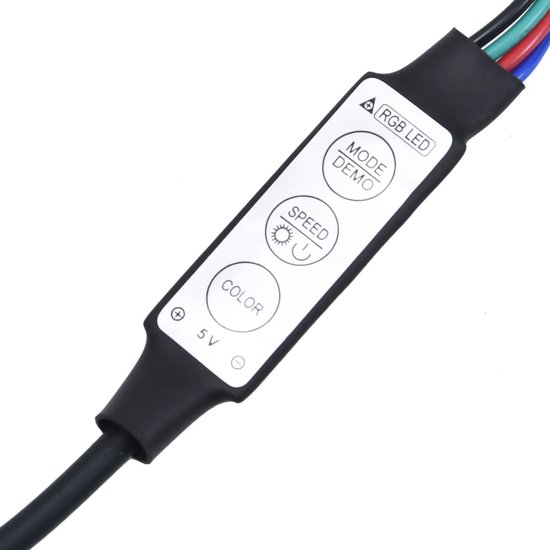 Contrôleur LED RVB avec boutons pour le mode, la vitesse et la couleur.