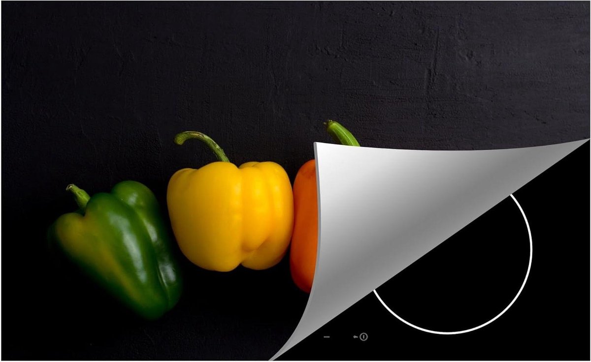 Inductie Beschermer - Kookplaat Mat - Keuken Werkruimte - Uniek Groenten Fruit - 59x52 cm - Paprika Kleurrijk