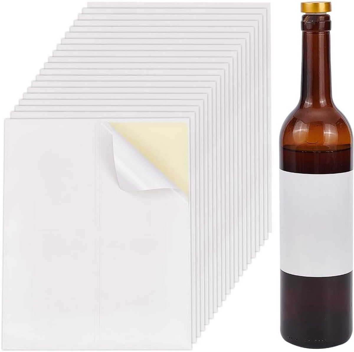 20 Vel/80 Stuks Zelfklevende Wijnfleslabels - Lege Wijnetiketten voor Bruiloft, Verjaardag en Feestjes - 3.9×4.9 Inch Witte Stickers