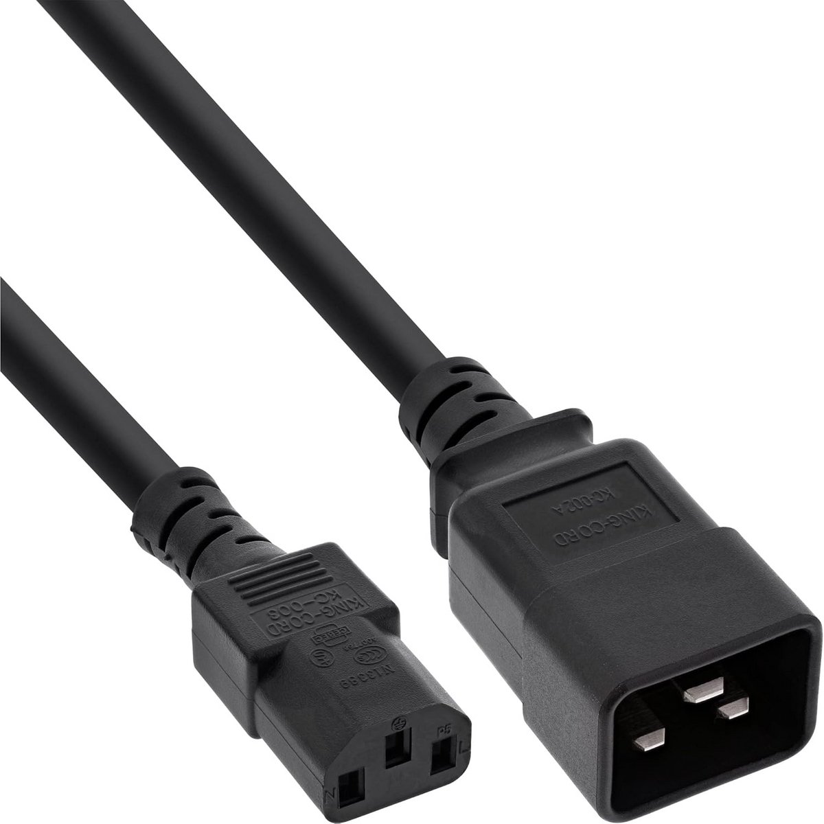 Netadapterkabel C20 naar C13 3x1.5mm² 10A Zwart 2 Meter