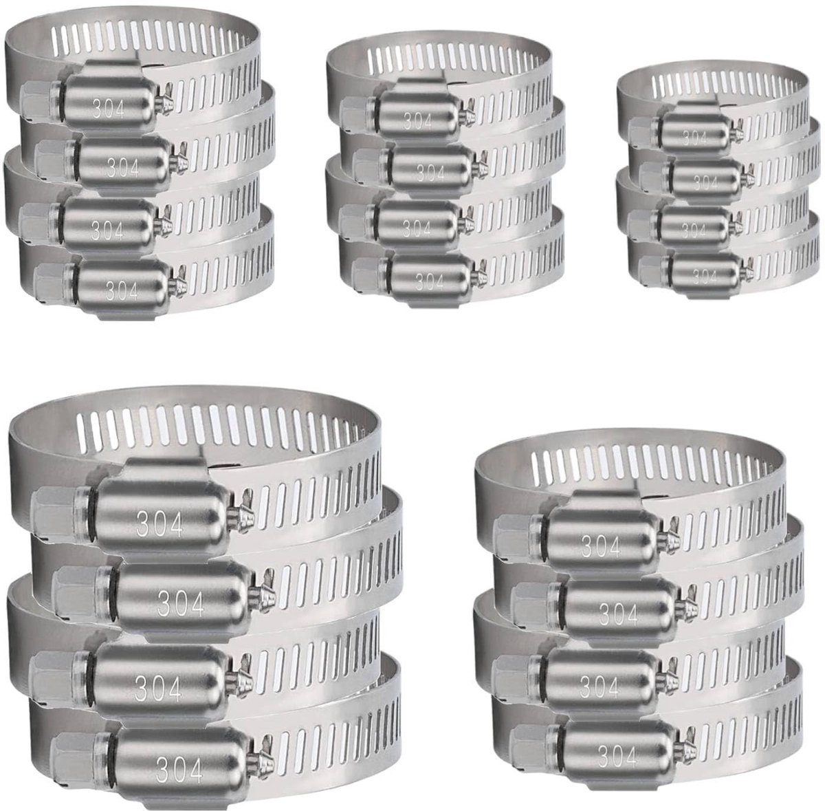Cosensi- Slangklemmen Set van 20 - RVS Slangklemmen - Verstelbare Slangklemmen - Slangklemmen Assortiment - 5 Maten - Duurzaam en Roestvrij. - Slangklem