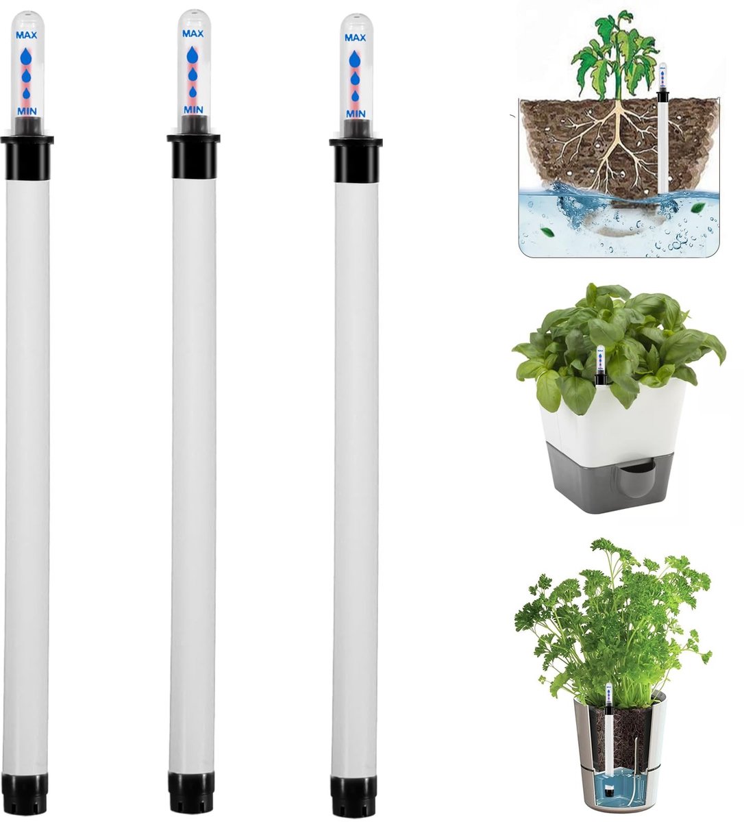 Cosensi- Waterpeilmeter 36 cm - Vochtindicator Planten - Gietindicator Kamerplanten - Waterniveau Indicator - Hoogwaardig Kunststof - Veilig en Duurzaam - Vochtmeter