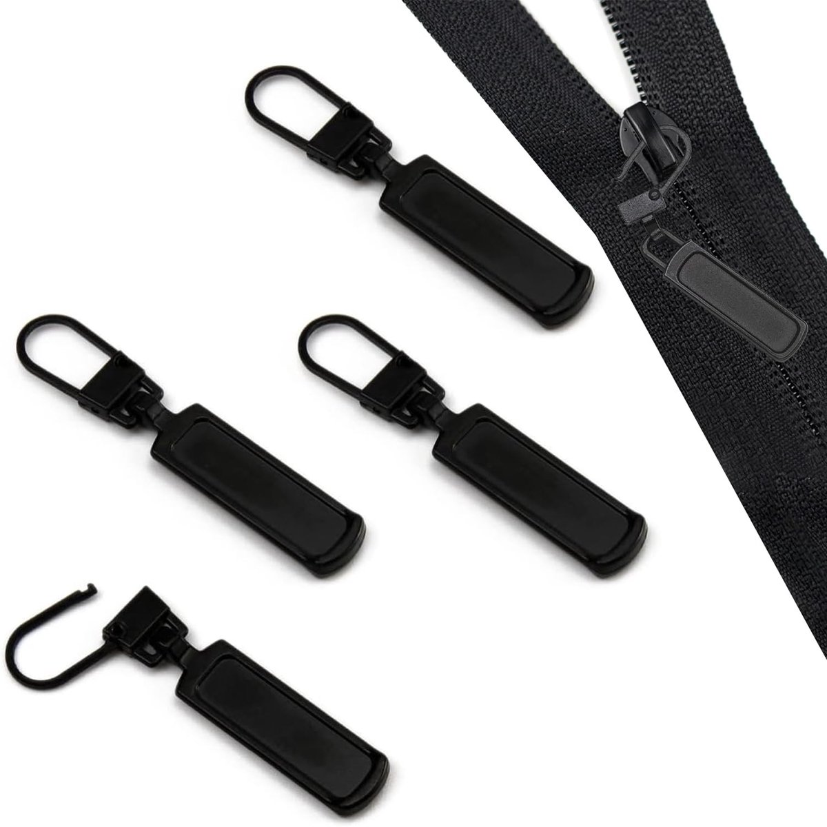 Cosensi- Ritssluiting 4 Stuks - Metalen Ritssluiting - Vervangende Ritssluiting - Afneembare Ritssluiting - Reparatietrekkoord - Geschikt voor Kleding/Jeans - Rits