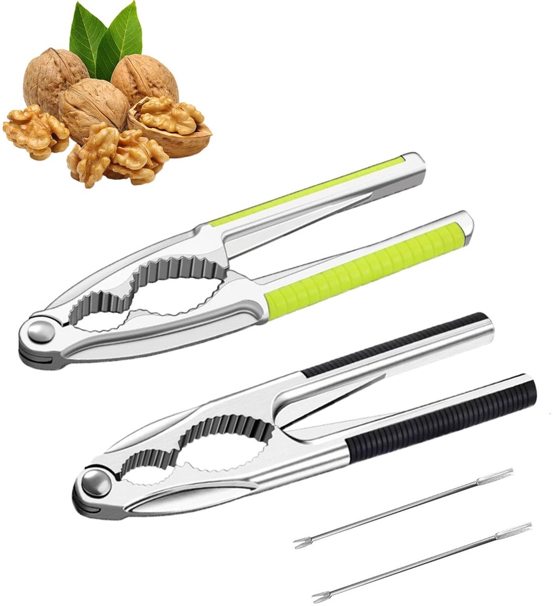 Cosensi- Notenkraker Walnoten - 4-delige Set - Metalen Kraker - Notenprikkers - Veilige Grip - Robuust en Duurzaam