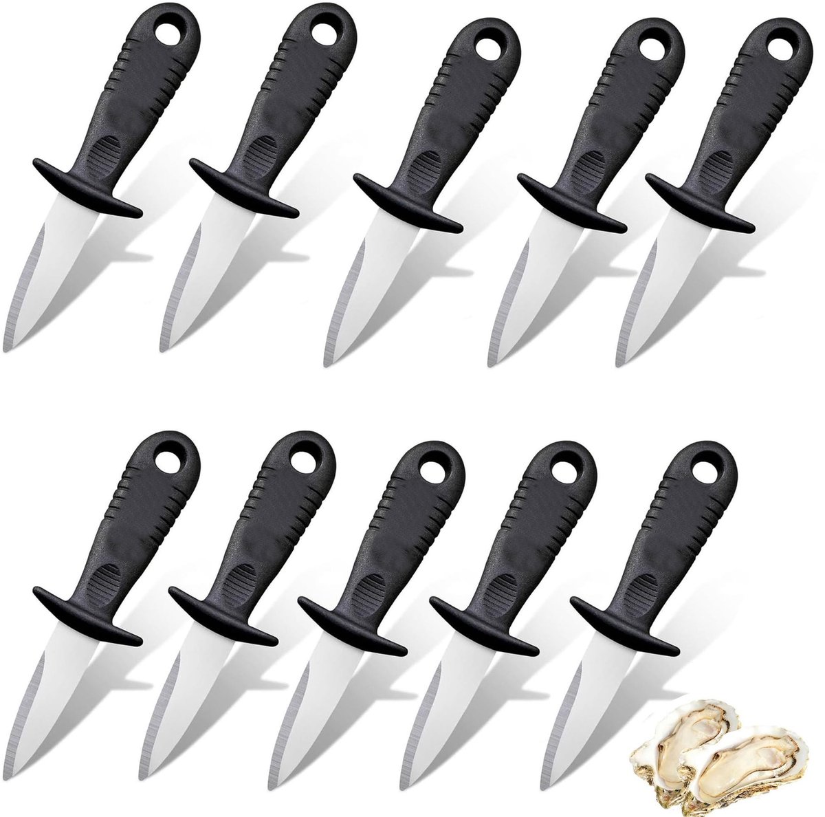 Cosensi- Oesteropener - 10 Stuks - Roestvrij Staal - Antislip Handvat - Lichtgewicht - Duurzaam - Geschikt voor Zeevruchten - Oestermes