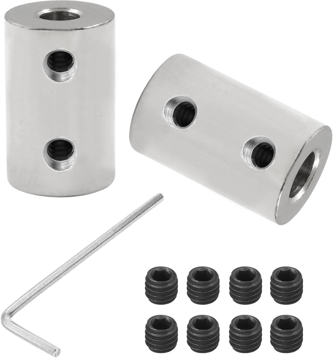 Cosensi- Rigid Coupler - 2 Stuks - Galvaniseerd Koolstofstaal - Diameter 14mm - Lengte 22mm - M3 Verstelbare Schroeven - Geschikt voor 3D Printers - Asfuit
