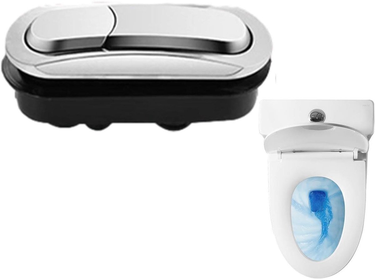 Dubbele Spoelknop - Toilet Knop - Badkamer Upgrade - Universele Pasvorm - Verstelbare Schacht - Glanzend Chroom