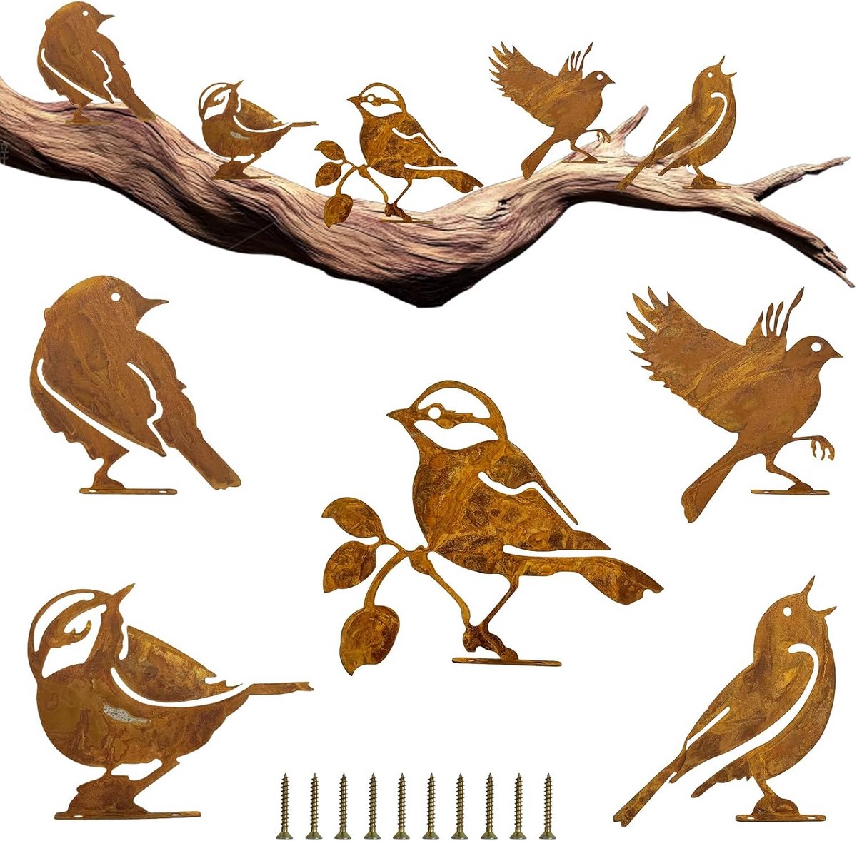 5 Stuks Tuinstekers Vormen Decoratie voor Vogels, Roestvrij Metaal