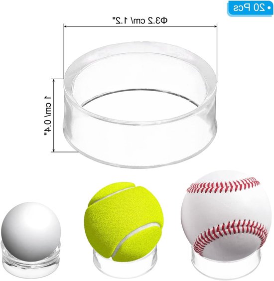 Ronde Baseball Stand van 1.2 Inch, 20 Stuks Acryl Ballenhouder voor Duidelijke Baldisplay, Geschikt voor Golfballen en Softballs — afbeelding 5
