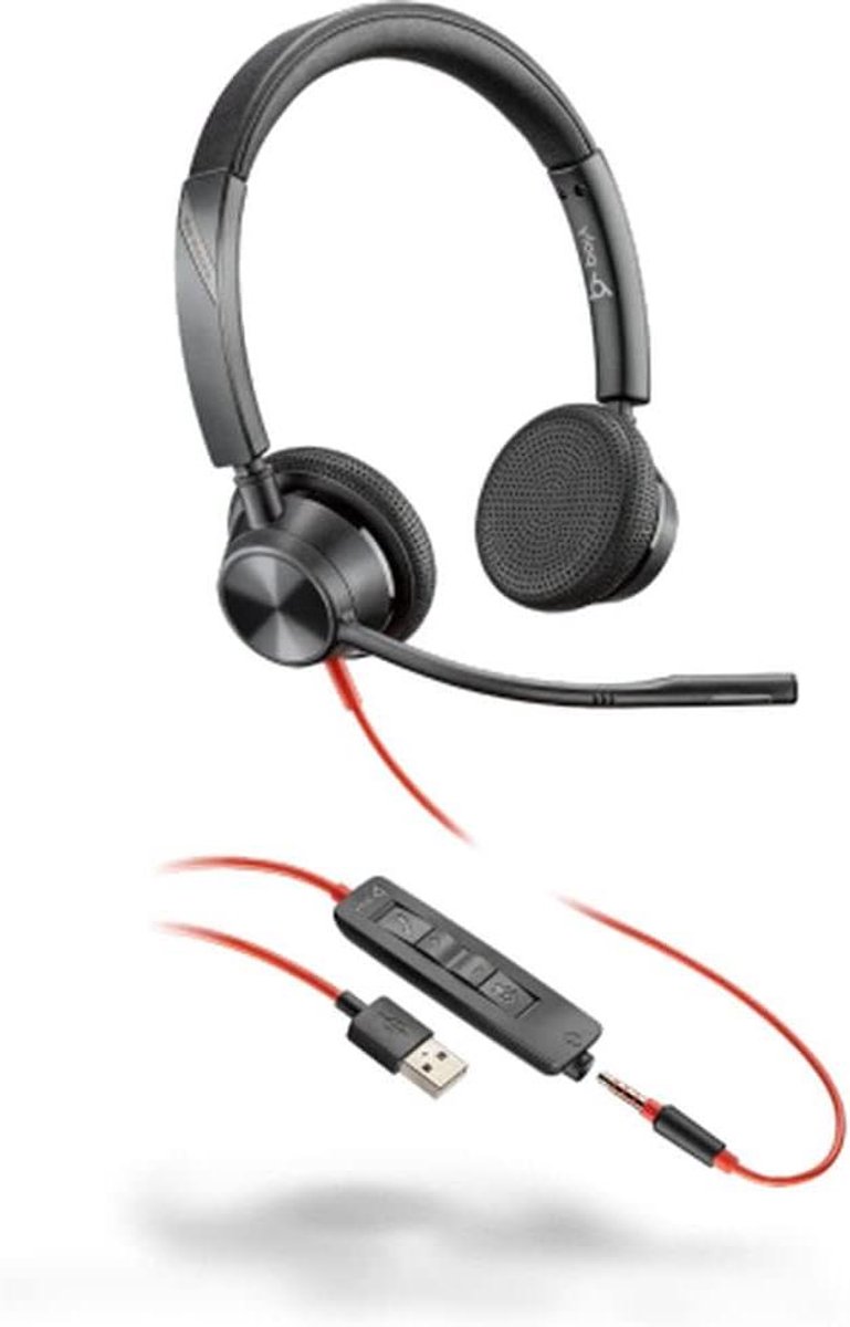 Headset met Microfoon - Stereo Headset Oorkoptelefoon - Online Vergaderen - Dubbele Aansluiting - N.v.t. - Zwart