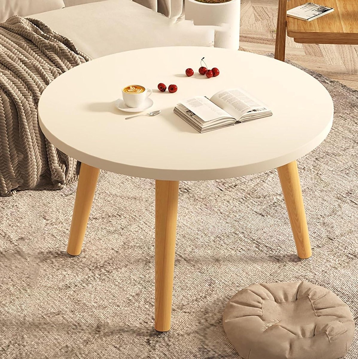 Houten Opvouwbare Tafel - Kleine Bijzettafel - Woonkamer Decoratie - Eenvoudige Montage - Compact Formaat - Hout Wit