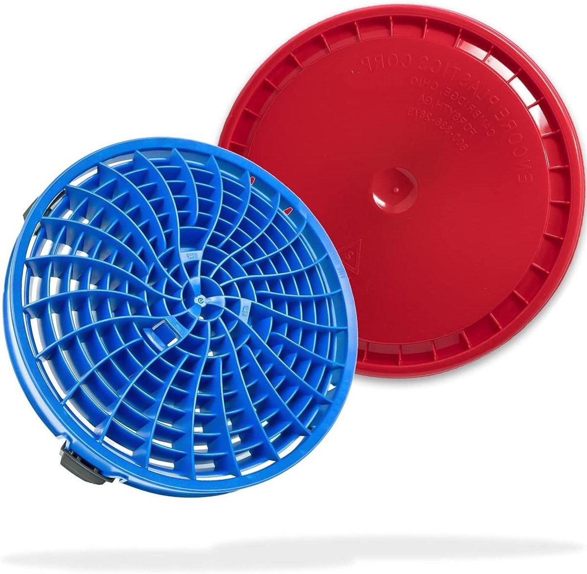 Emmer accessoireset - Vuilinzet deksel - Krasvrij auto wassen - Vuil scheidende lamellen - 31 cm diameter - Blauw rood
