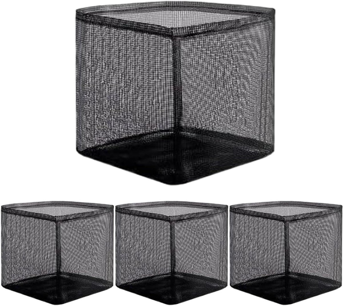 Plantenmanden Set - Vijvermand Waterplant - Waterplanten Kweken - Ademend Wortelsysteem - 4 Stuks - Zwart