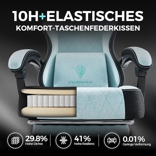Ergonomische Gamingstoel met Voetensteun en Lendensteun voor Volwassenen - Perfect voor Kantoor en Gaming — afbeelding 3