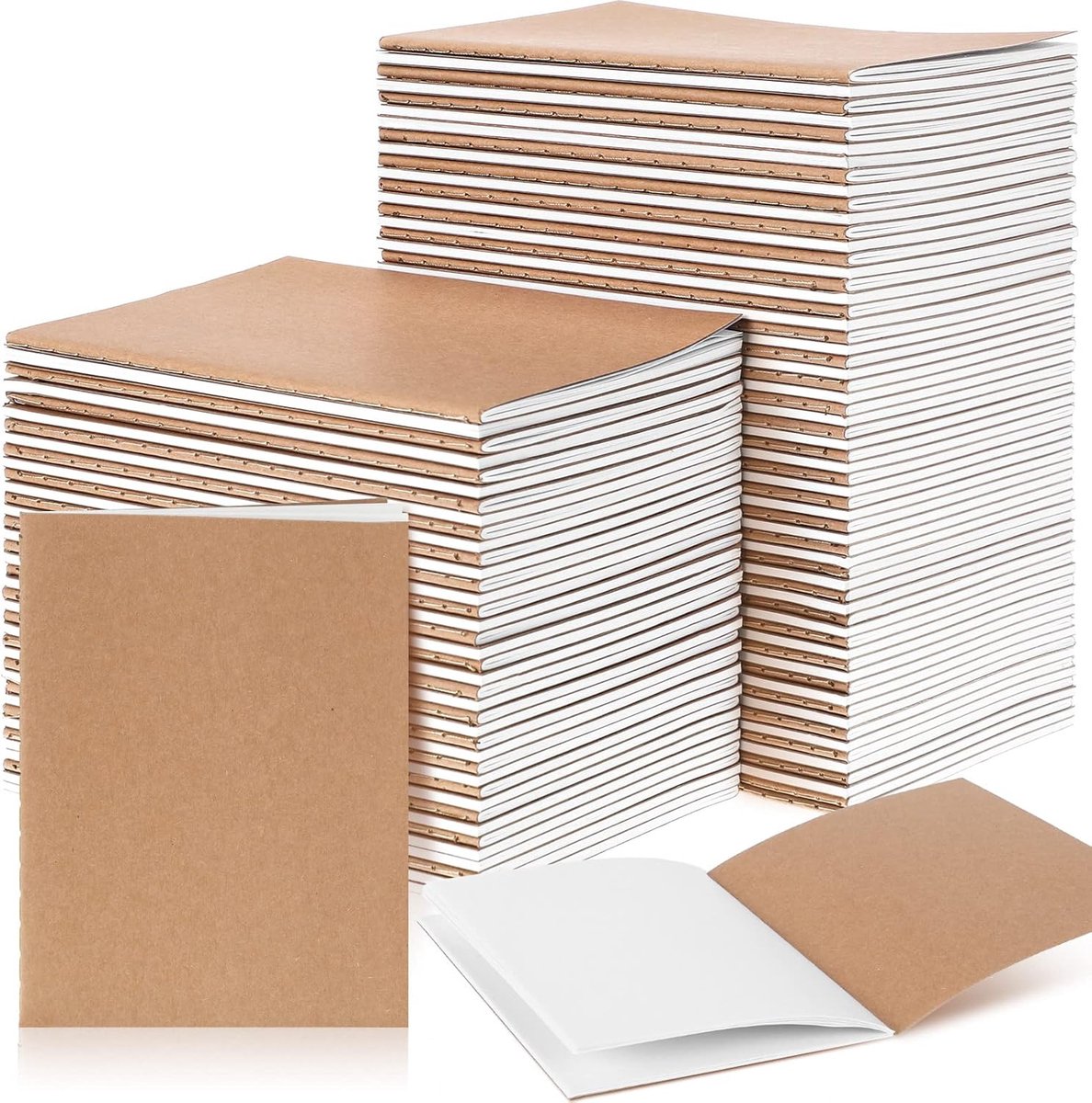 150x A6 Kraftpapier Notitieboekjes Blanco Pagina Reisdagboek Pocket Memo Pad