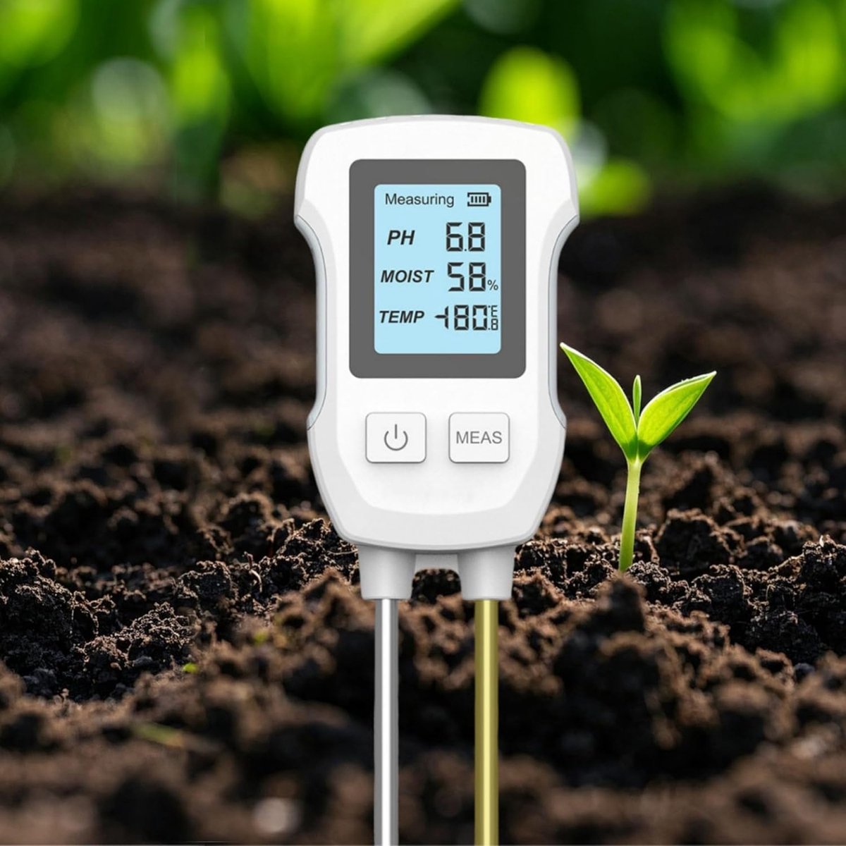 Bodemtester 3-in-1 - Grondmeter Zuurmeter - Plantenverzorging Tuin - Meet Vocht Licht pH - 20 cm Lengte - Groen