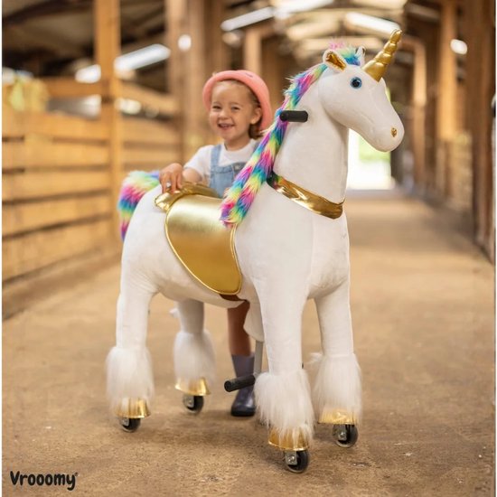 Kijana Unicorn Rijdend Paard - Eenhoorn Hobbelfiguur met Wielen - 4-9 Jaar - 66cm Zit Hoogte - Groot - Meerdere kleuren van Kijana — afbeelding 4