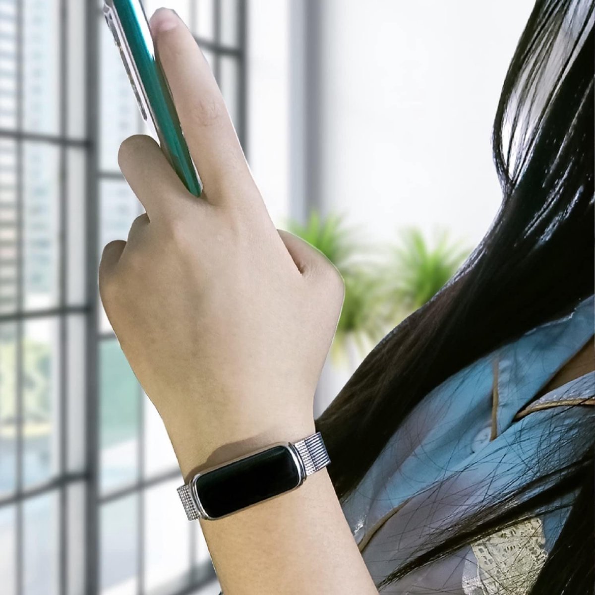 Band voor Fitbit Luxe, Horlogebandje, Roestvrijstalen Vervangende Banden voor Fitbit Luxe Fitness Tracker, Quick Release en Verstelbare Polsband voor Dames en Heren (Roze) thumbnail 3