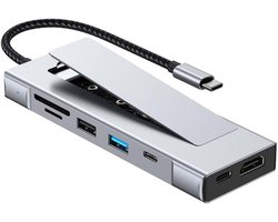 USB-C Hub with 10Gbps M.2 SSD Enclosure Docking Station for External Hard Drive Expansion, Aluminum Enclosure, Gray