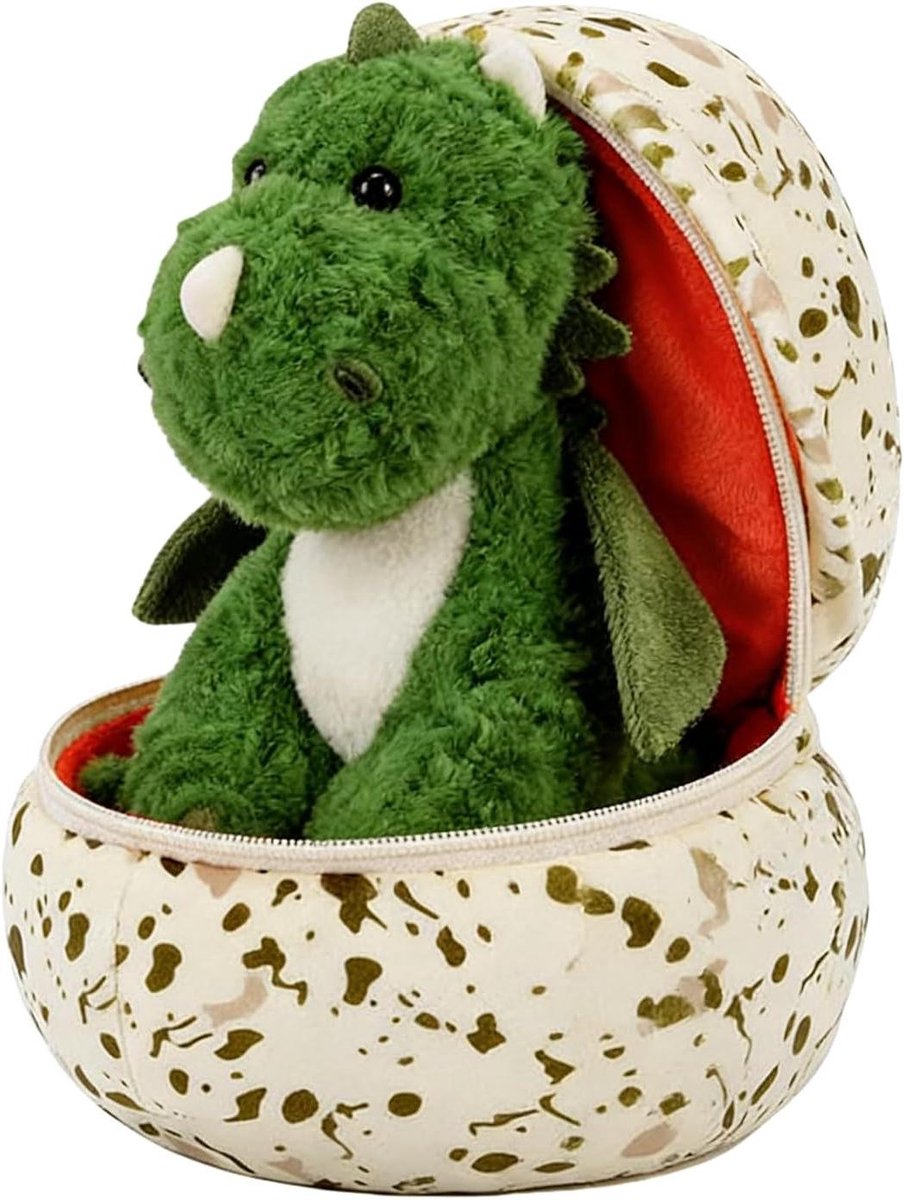 Dinosaurus Pluche Dier - Knuffel Dinosaurus - Fantasierijk Spel - Met Opbergzak - 23 cm - Groen