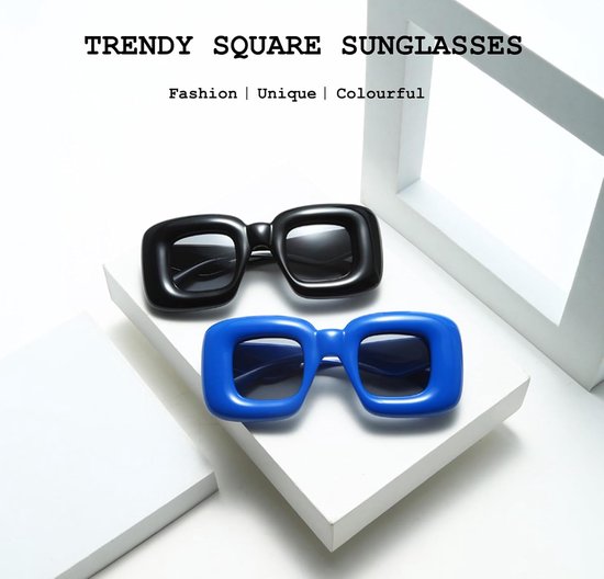 Keeper Trendy Vierkante Zonnebril Voor Vrouwen Mannen Mode Zonnebril Gekleurd Dik Frame Vierkante Tinten Cool Grappige Nieuwigheid Rave Party Bril — afbeelding 5