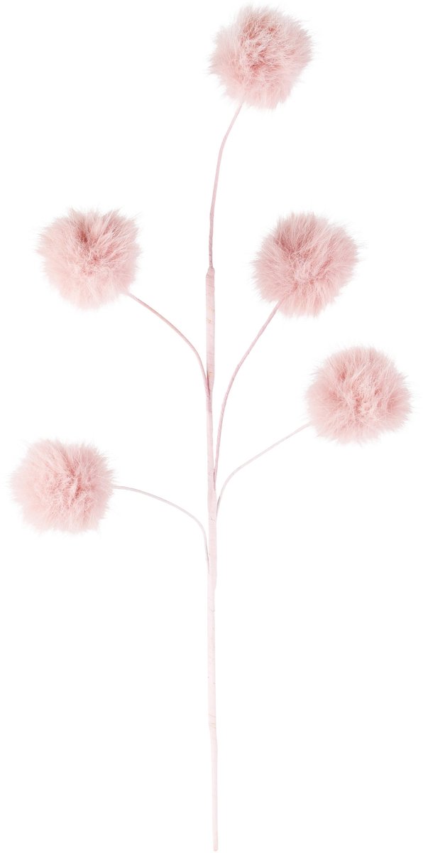 Dekoratief | Deco tak pompom, roze, polyester, 4x16x60cm | A265543