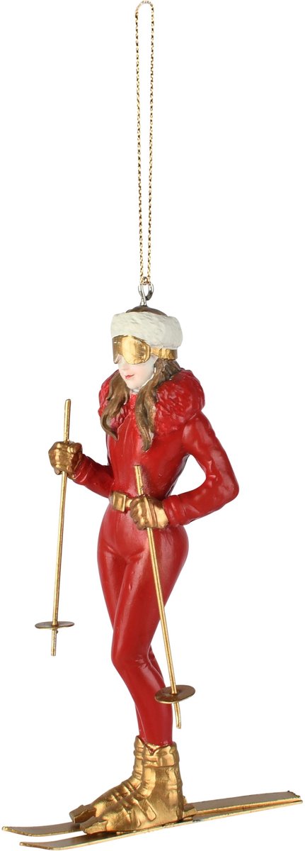 Dekoratief | Hanger skimeisje, rood/goud, resina, 4x8x13cm | A265736
