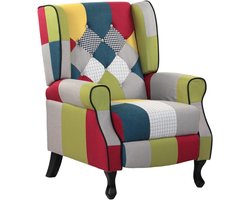 WeHome Relaxstoel met ergonomisch zitvlak van stof, bedstoel, verstelbare rugleuning, voor woonkamer, woonkamer en kantoor (patchwork, patchwork)