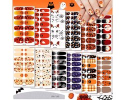 12 Vellen Halloween Nagellak Stickers Volledige Wrap Strips, EBANKU Halloween Nail Art Stickers Decal Strips Zelfklevende Nail Full Wraps Stickers met Pompoenen Katten Spoken etc en Nagelvijl