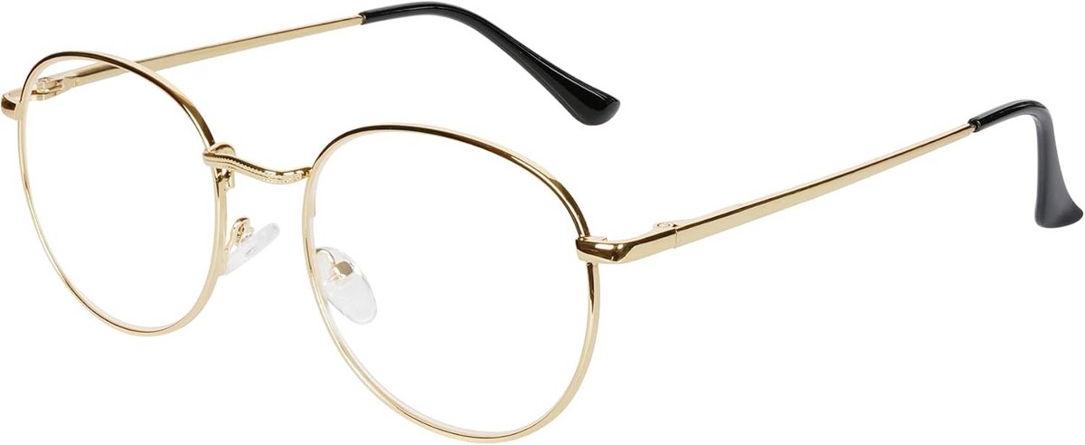 Leesbril dames heren metalen montuur nerdbril heldere lens + brilband