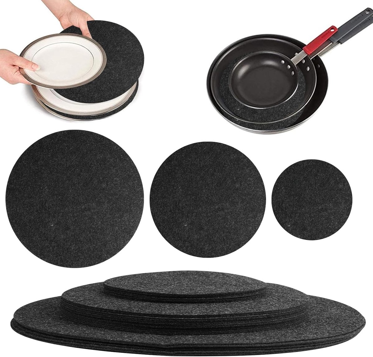 24 Stokken Zachte Vilt Pannenbeschermers - Set Keuken Servies & Kookgerei Separators