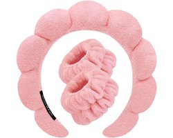 Spa Headbands for Wash Face Wristband Set Sponge Makeup Skin Care Headband Wrist Towels Bubble Soft Terry Towel Cloth Hair Band for Women Puffy Headwear Non Slip Thick Thin