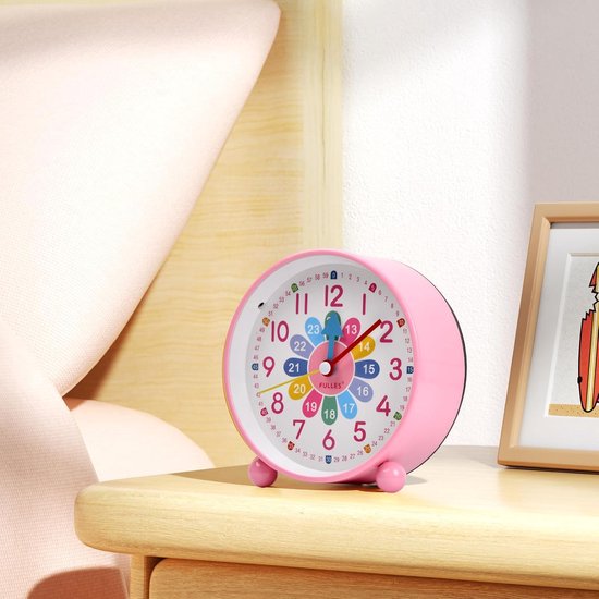 Kinderalarmklok Leren Tijd Analoge Wekker Zonder Tikgeluid en Nachtlampje Snooze Functie — afbeelding 5