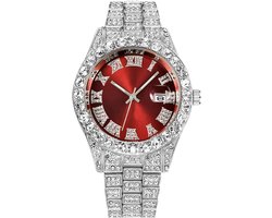 SENRUD Mannen Diamant Horloge Mode Kristal Strass Quartz Analoge Horloge Iced-Out Armband Polshorloge