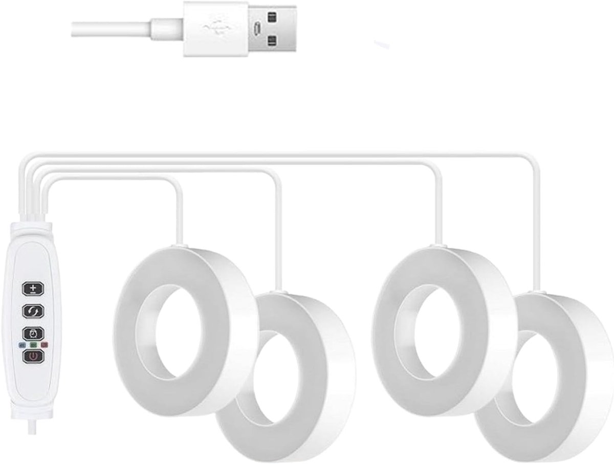 Groeilamp Planten - Kweeklamp Kamerplanten - Planten Binnenshuis - Vier Lichtkoppen - 210 cm Kabel - Zwart