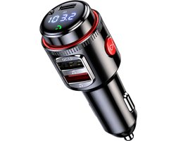 ALMOTIVO Bluetooth Transmitter Auto 5.4 - FM Zender Auto - 48W Snellader PD 30W & QC3.0 18W - Handsfree Bellen - Bluetooth Adapter Autoradio - USB Muziekspeler - 12V/24V