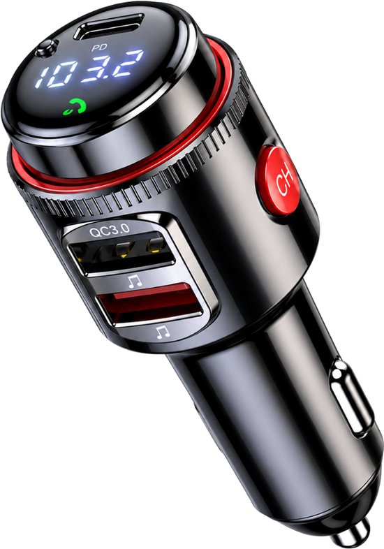 Almotivo Bluetooth Receiver & FM Transmitter Auto – FM Zender Bluetooth USB-C – Flitsmeister