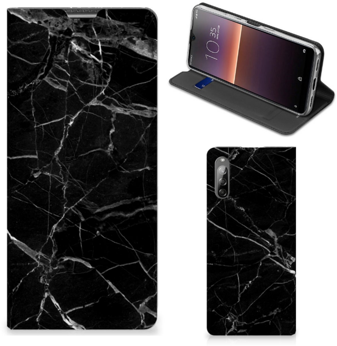 Sony Xperia L4 Standcase Marmer Zwart - Origineel Cadeau Vader