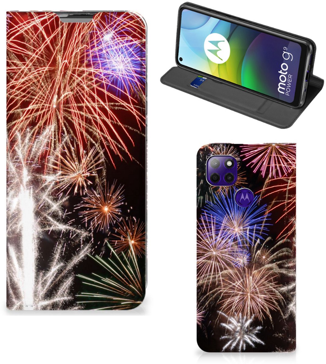 Motorola Moto G9 Power Hippe Standcase Vuurwerk