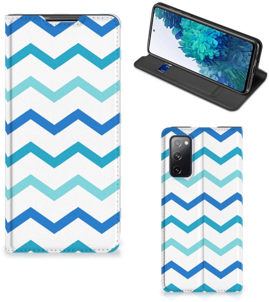 Samsung Galaxy S20 FE Hoesje met Magneet Zigzag Blauw
