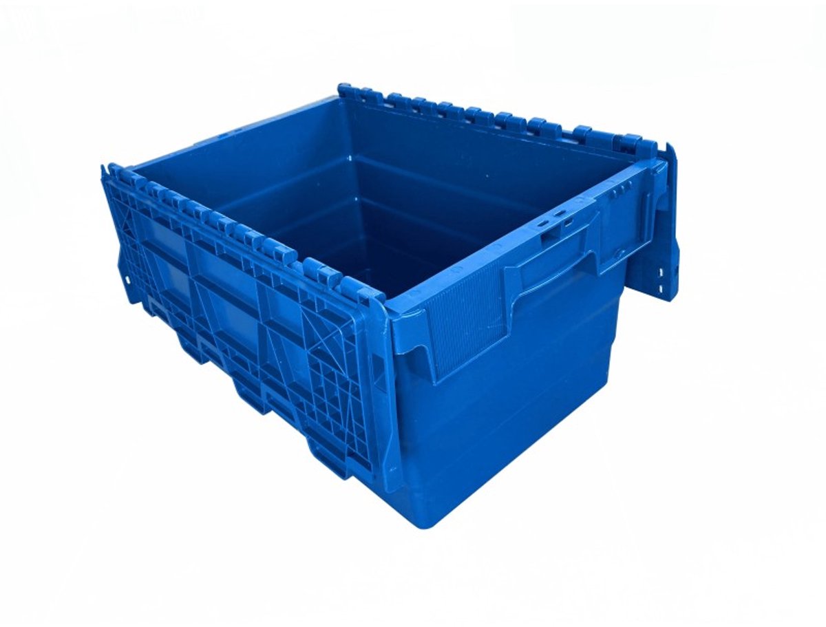 Shuttlebak - blauw - ergonomische handgrepen, stapelbaar, maat norm europallet