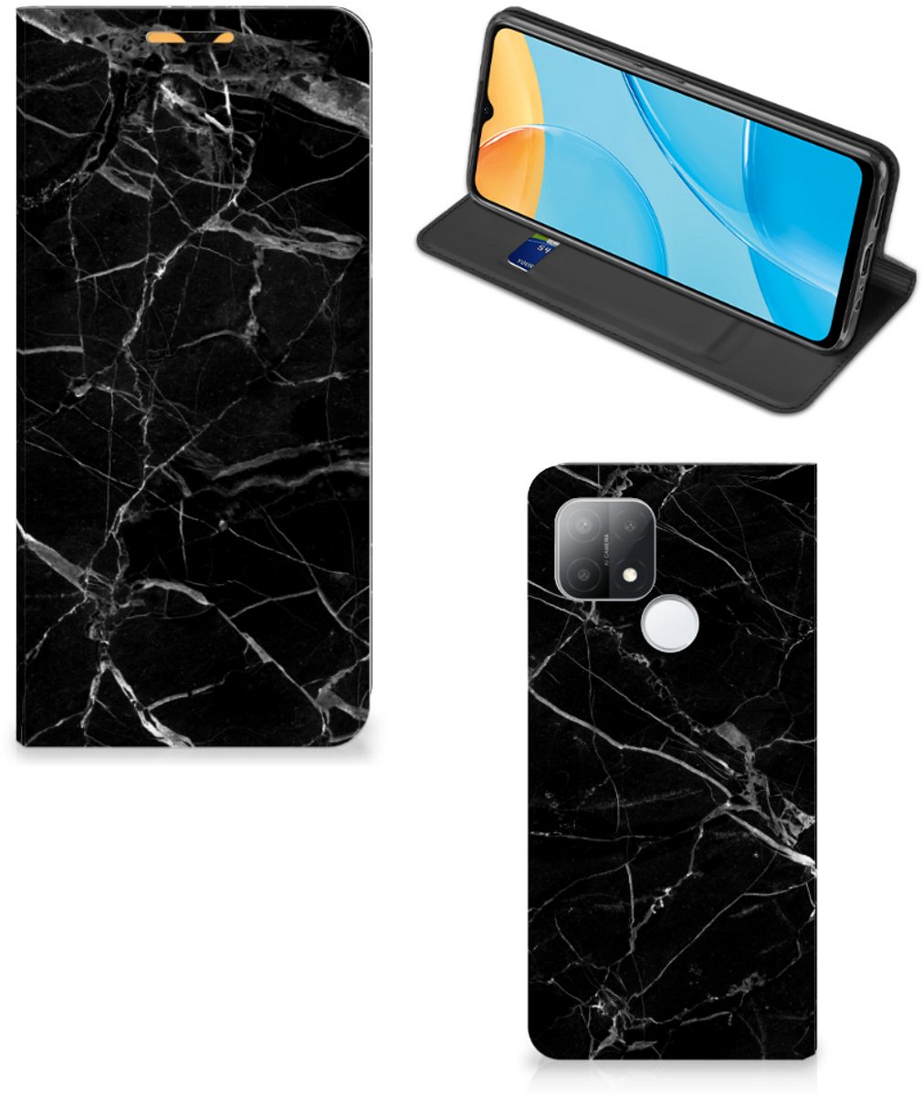 OPPO A15 Standcase Marmer Zwart - Origineel Cadeau Vader