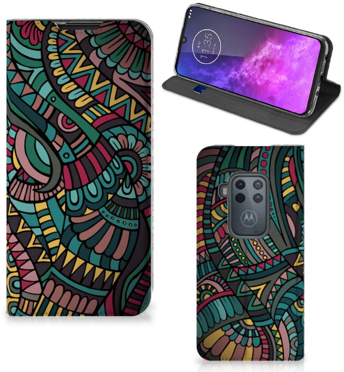 Motorola One Zoom Hoesje met Magneet Aztec