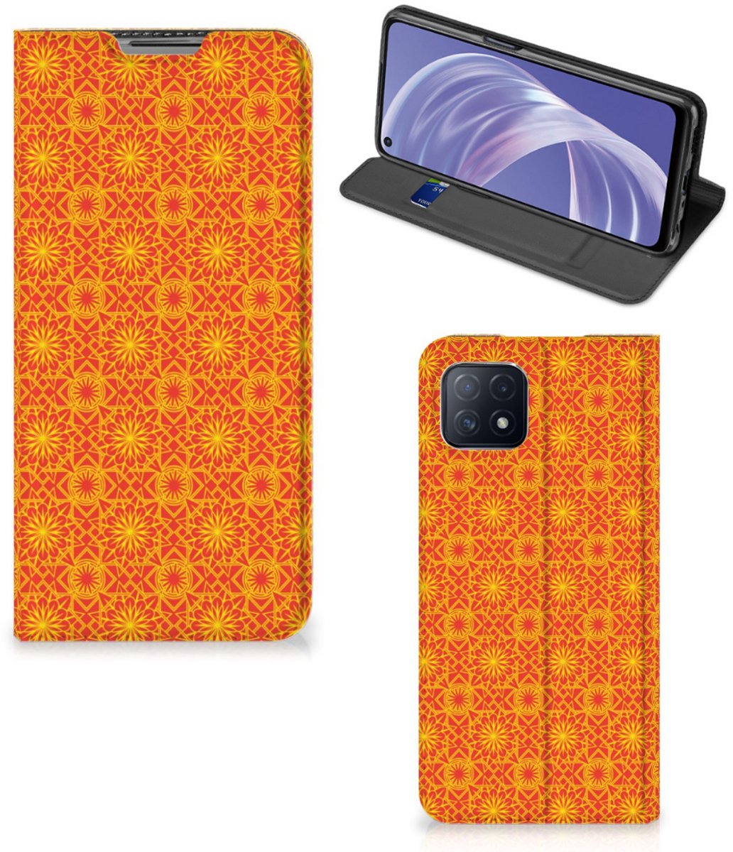 OPPO A73 5G Hoesje met Magneet Batik Oranje