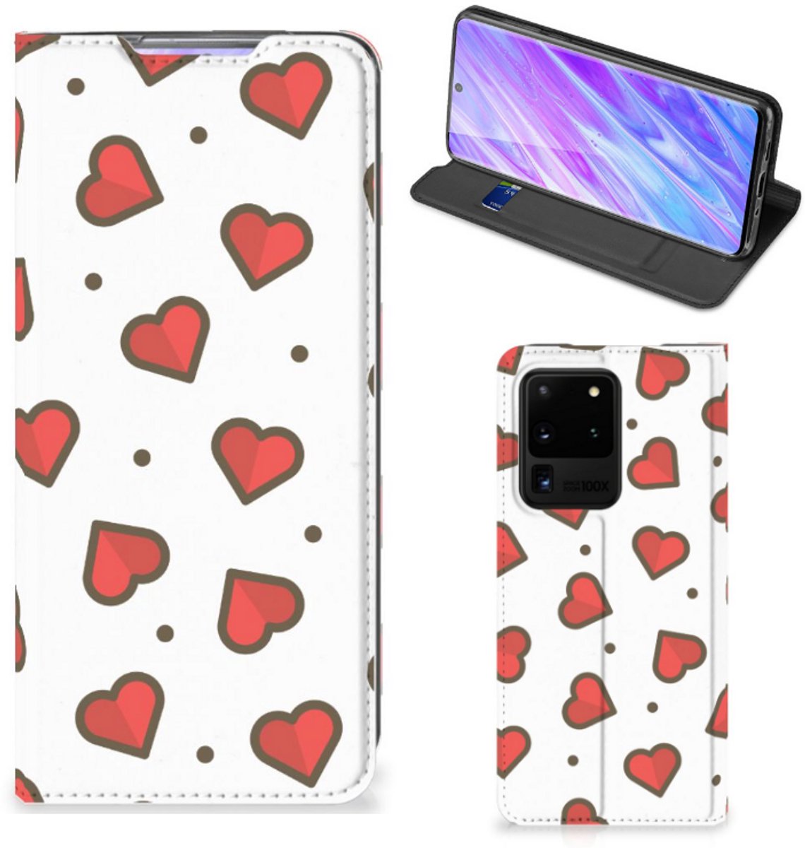 Samsung Galaxy S20 Ultra Hoesje met Magneet Hearts