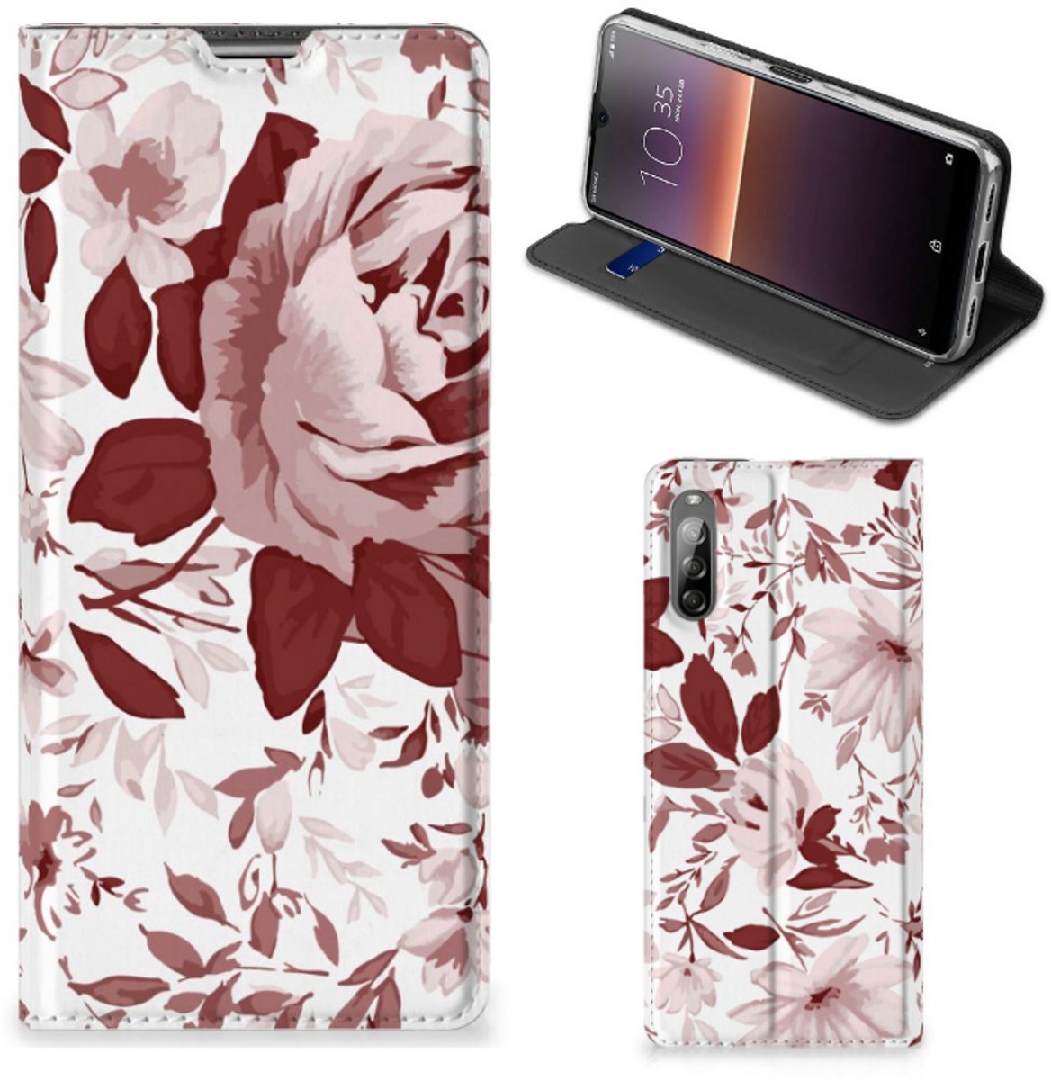Standcase Hoesje voor Bookcase Sony Xperia L4 Watercolor Flowers