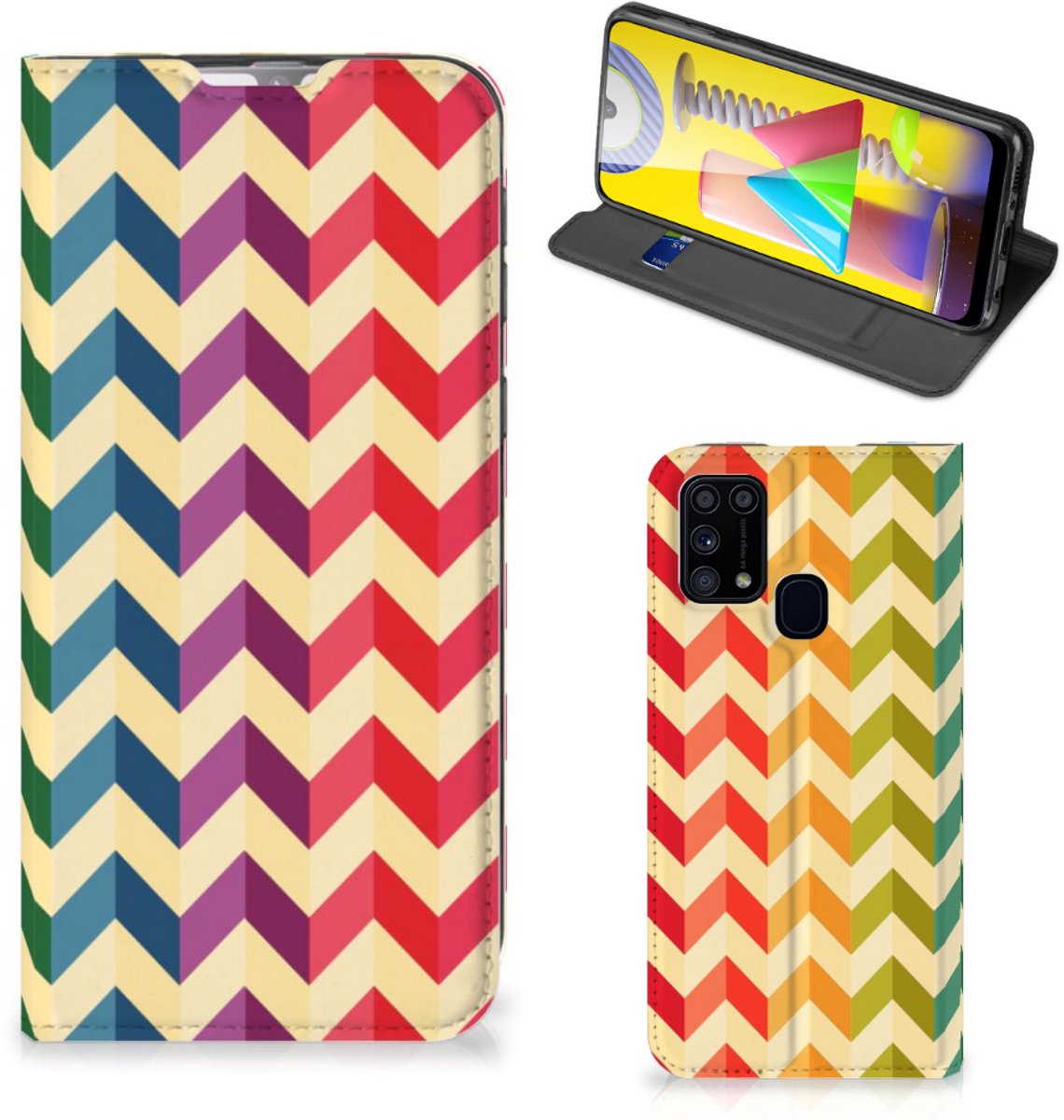 Samsung Galaxy M31 Hoesje met Magneet Zigzag Multi Color
