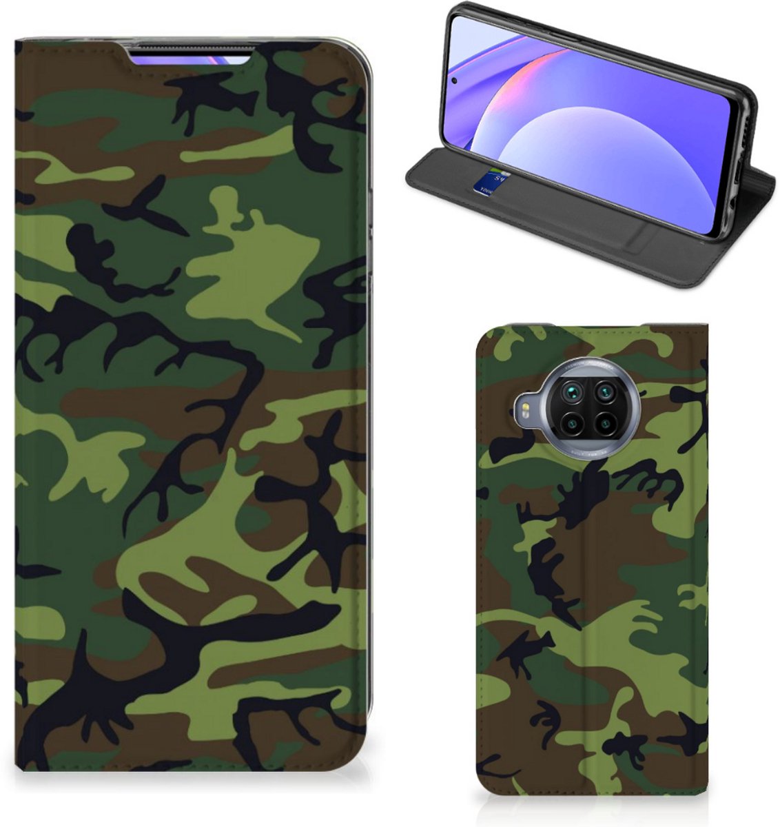 Xiaomi Mi 10T Lite Hoesje met Magneet Army Dark