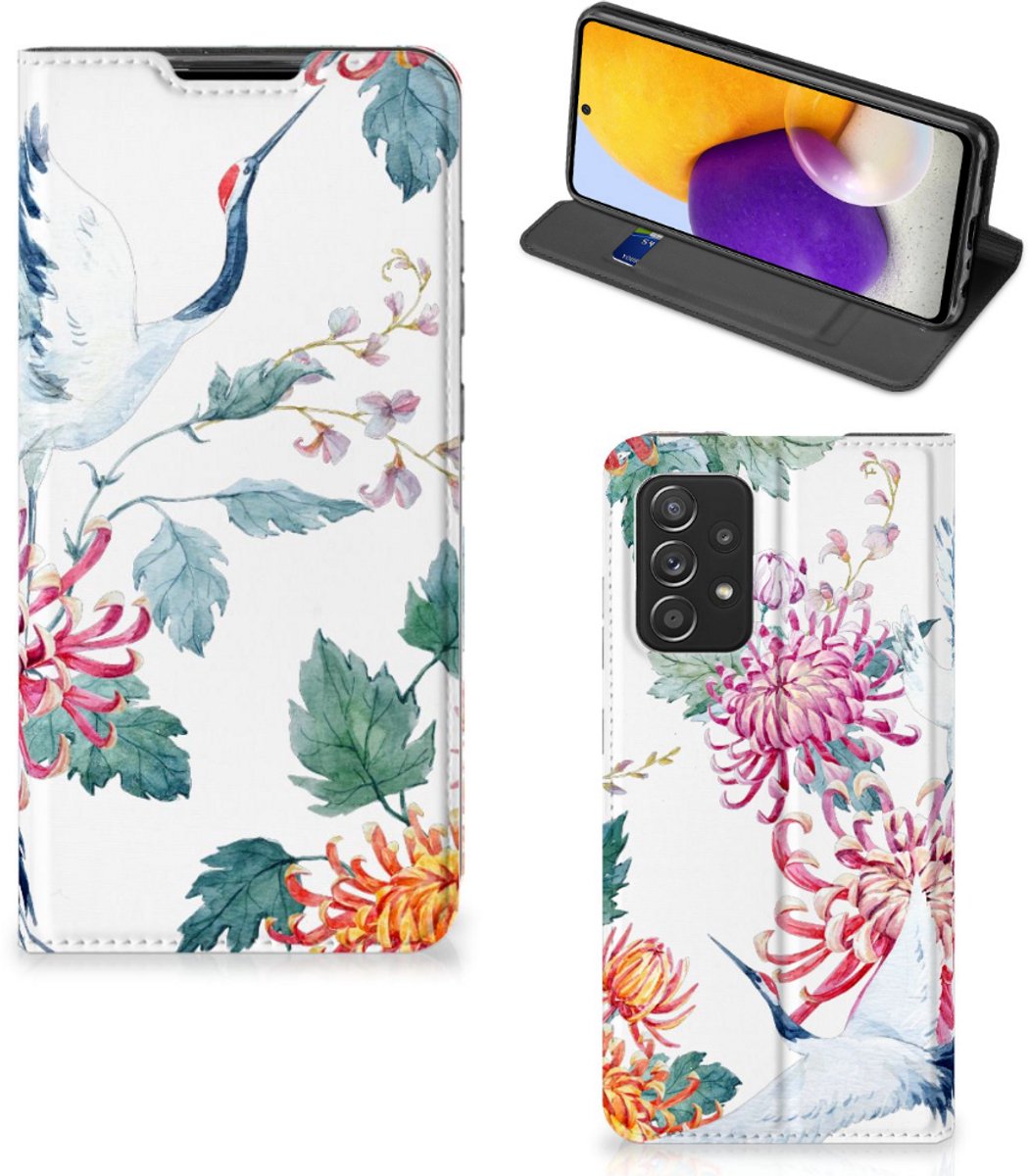 Samsung Galaxy A72 (5G/4G) Hoesje maken Bird Flowers