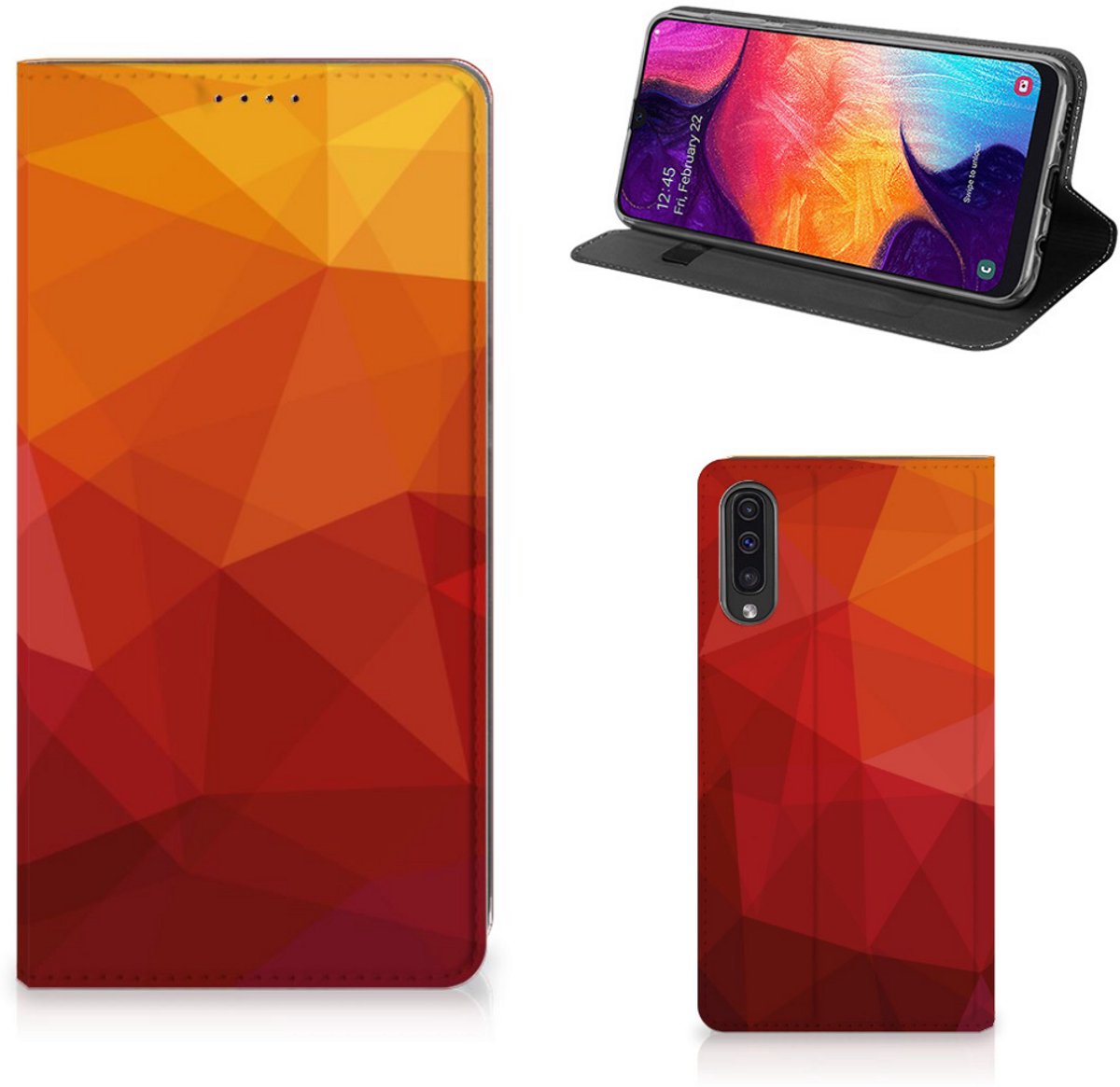 Stand Case voor Samsung Galaxy A50 Polygon Red